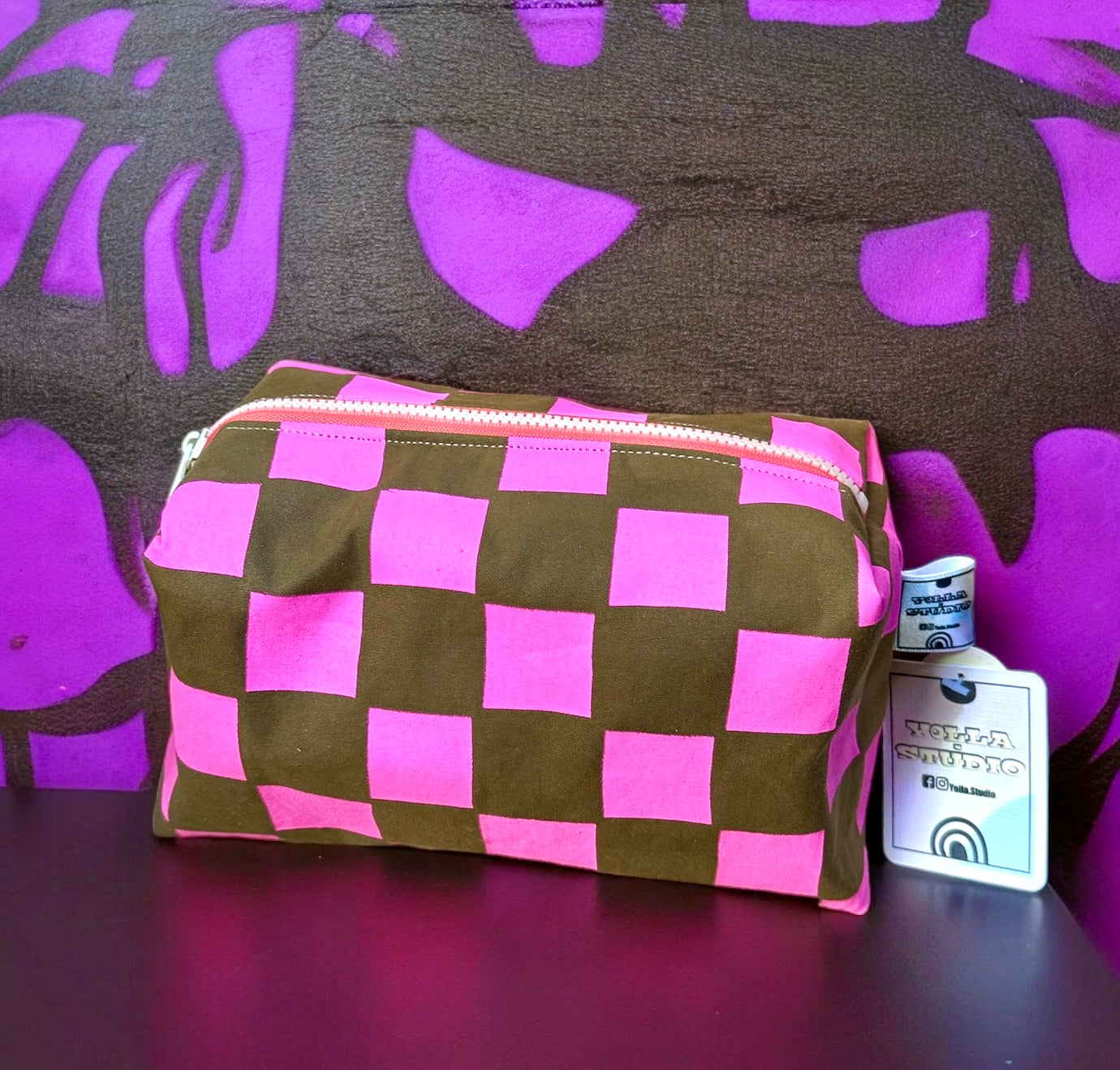 Versatile Boxy Pouch for Travel & Accessories | Travel Bag | Checkered Print Pouch