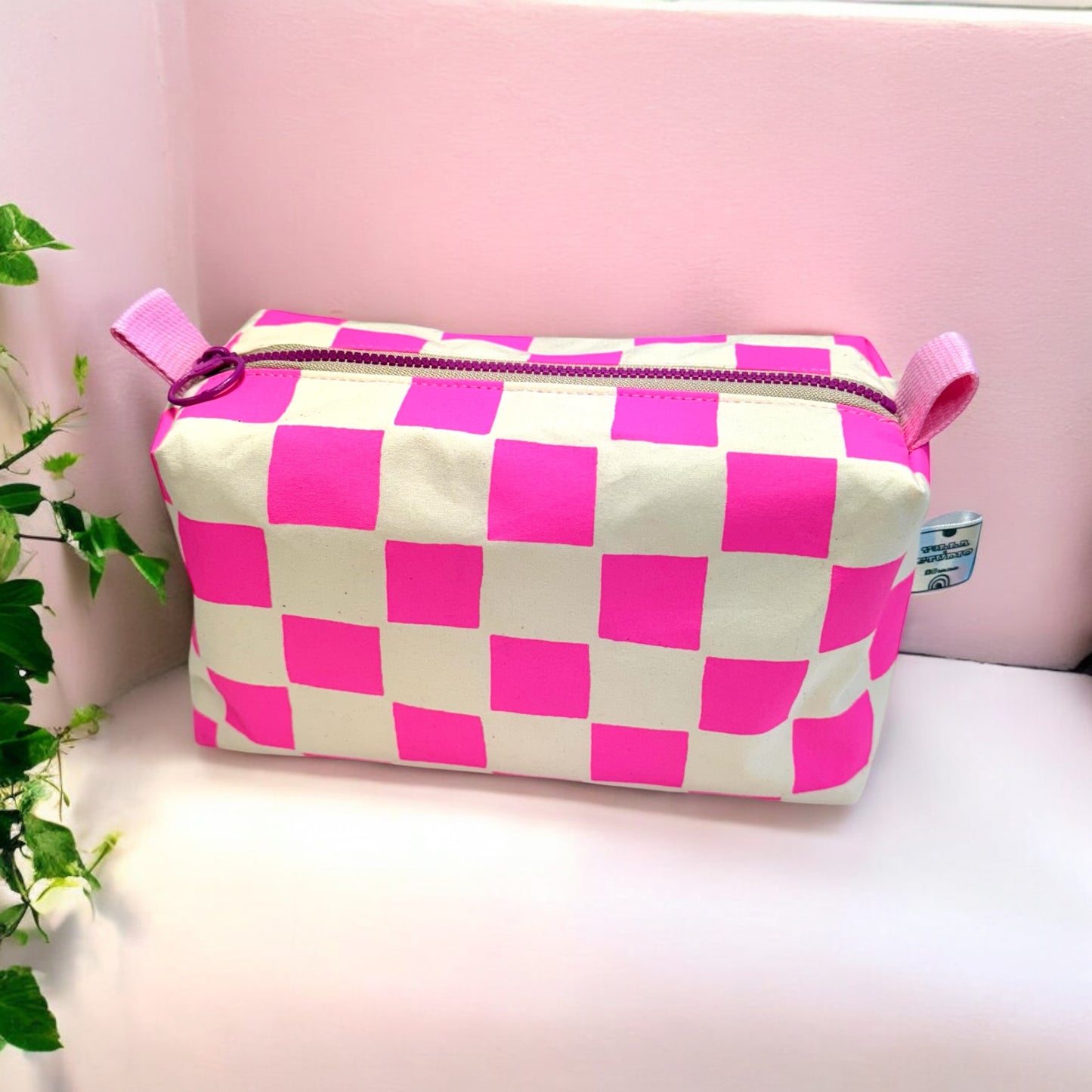 Versatile Boxy Pouch for Travel & Accessories | Travel Bag | Checkered Print Pouch