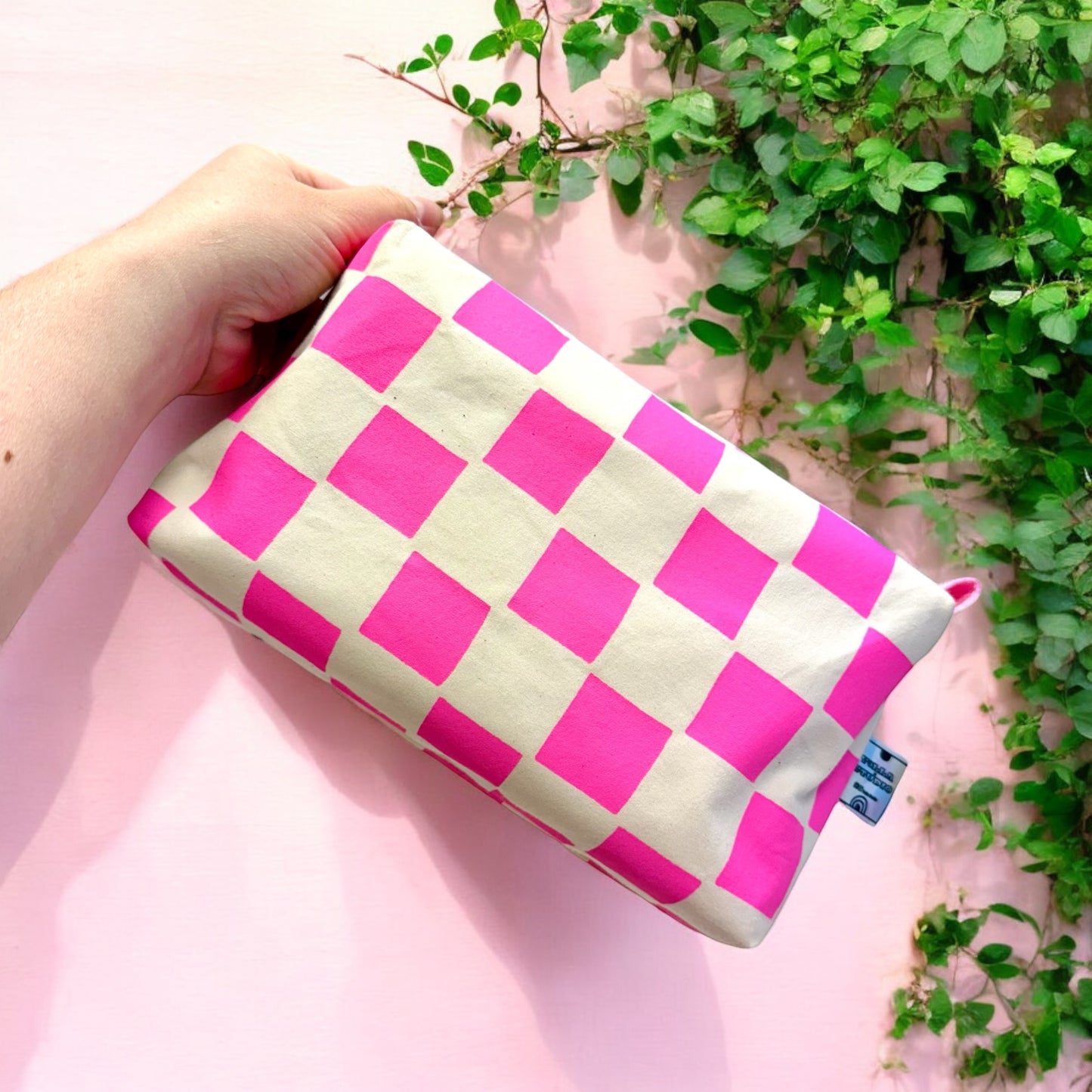 Versatile Boxy Pouch for Travel & Accessories | Travel Bag | Checkered Print Pouch