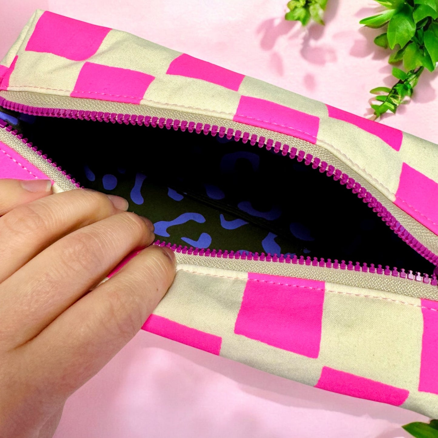 Versatile Boxy Pouch for Travel & Accessories | Travel Bag | Checkered Print Pouch