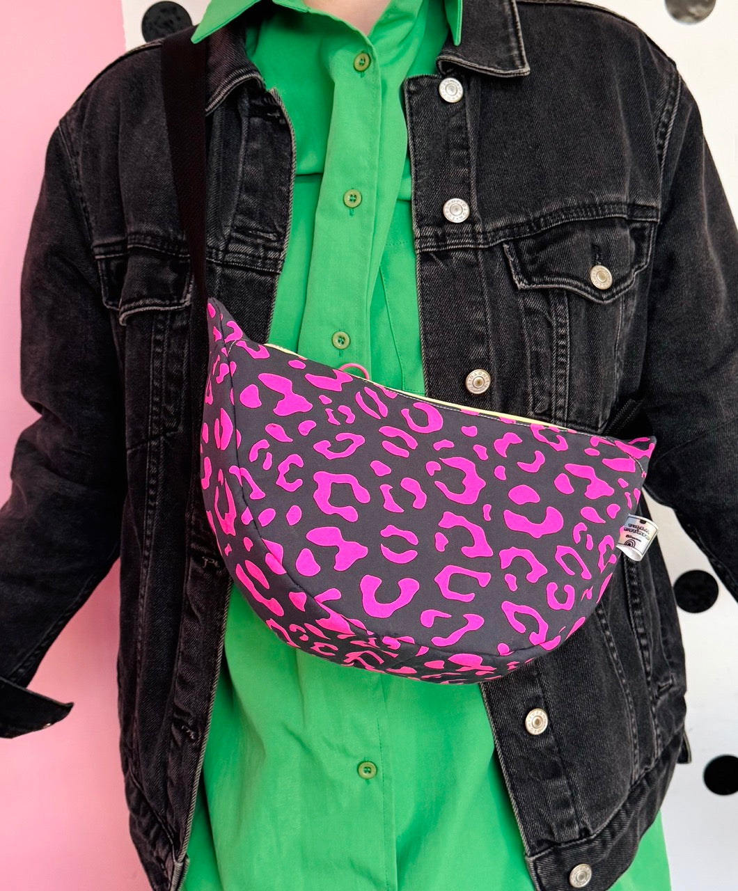 Leopard Print Sling Bag | Crossbody Bag | Adjustable Waxed Cotton Bag