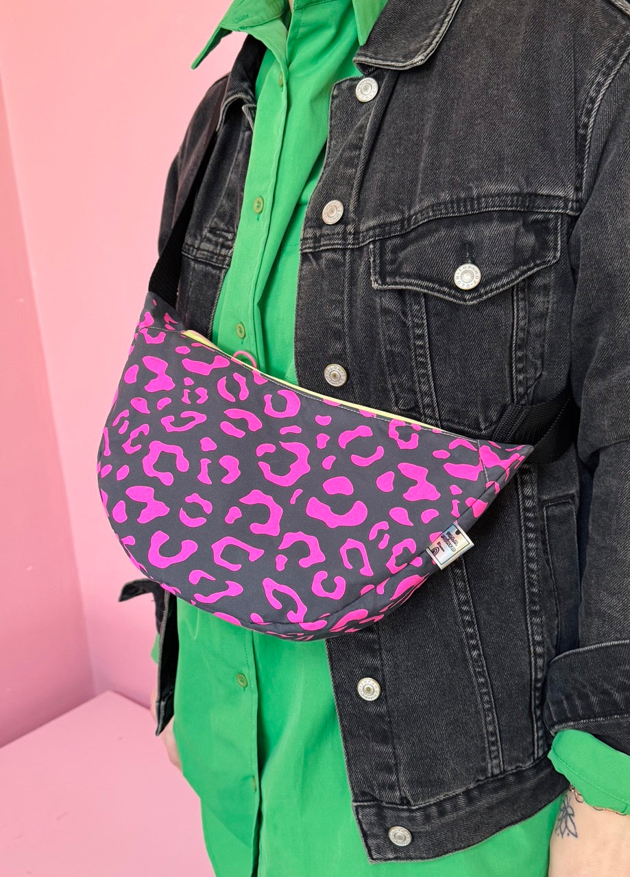 Leopard Print Sling Bag | Crossbody Bag | Adjustable Waxed Cotton Bag