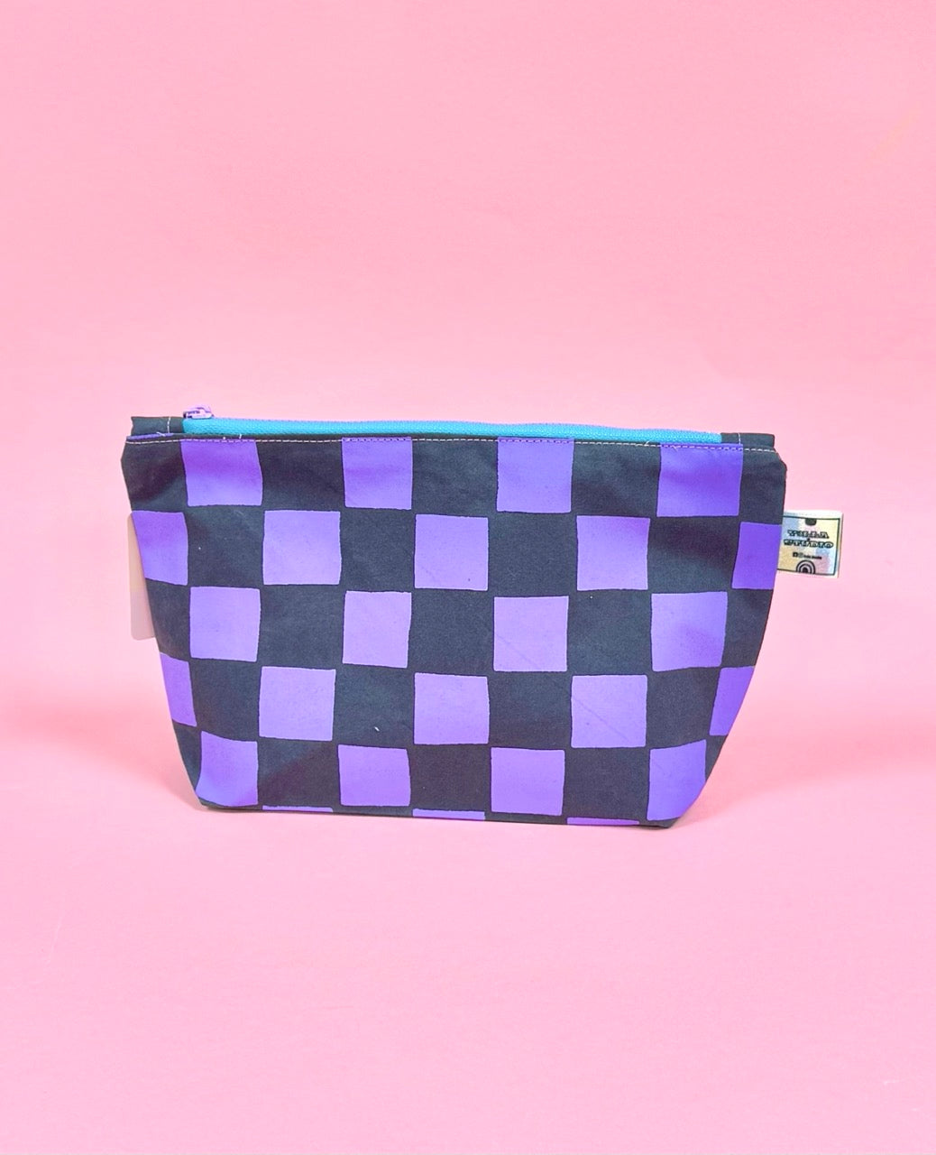 Handprinted Waxed Cotton Small Cosmetic Bag | Eco-Friendly Beauty Organiser for Travel and Daily Use