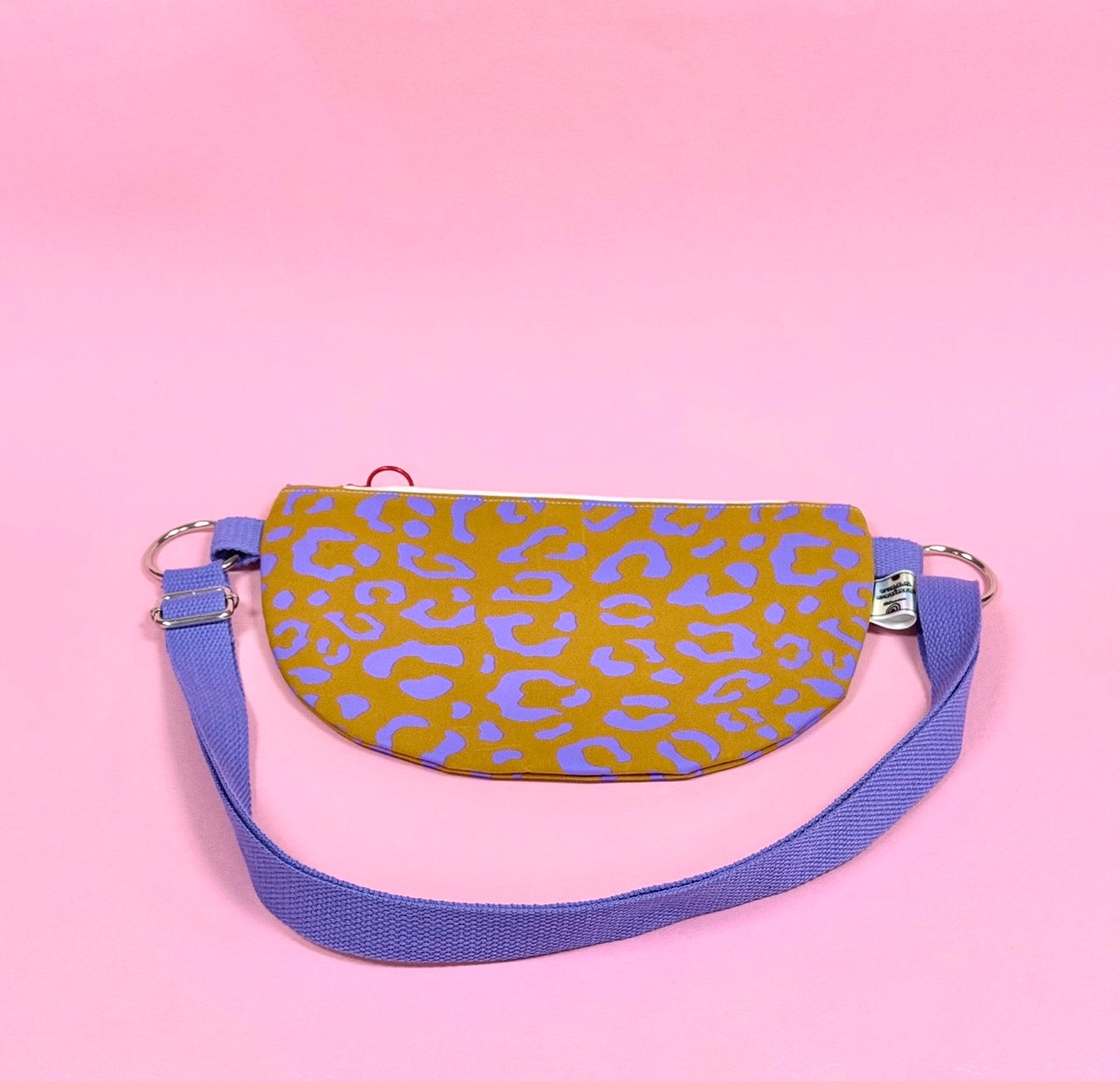 Leopard Print Crossbody Bag | Semi-Circle Crossbody Bag | Adjustable Waxed Cotton |