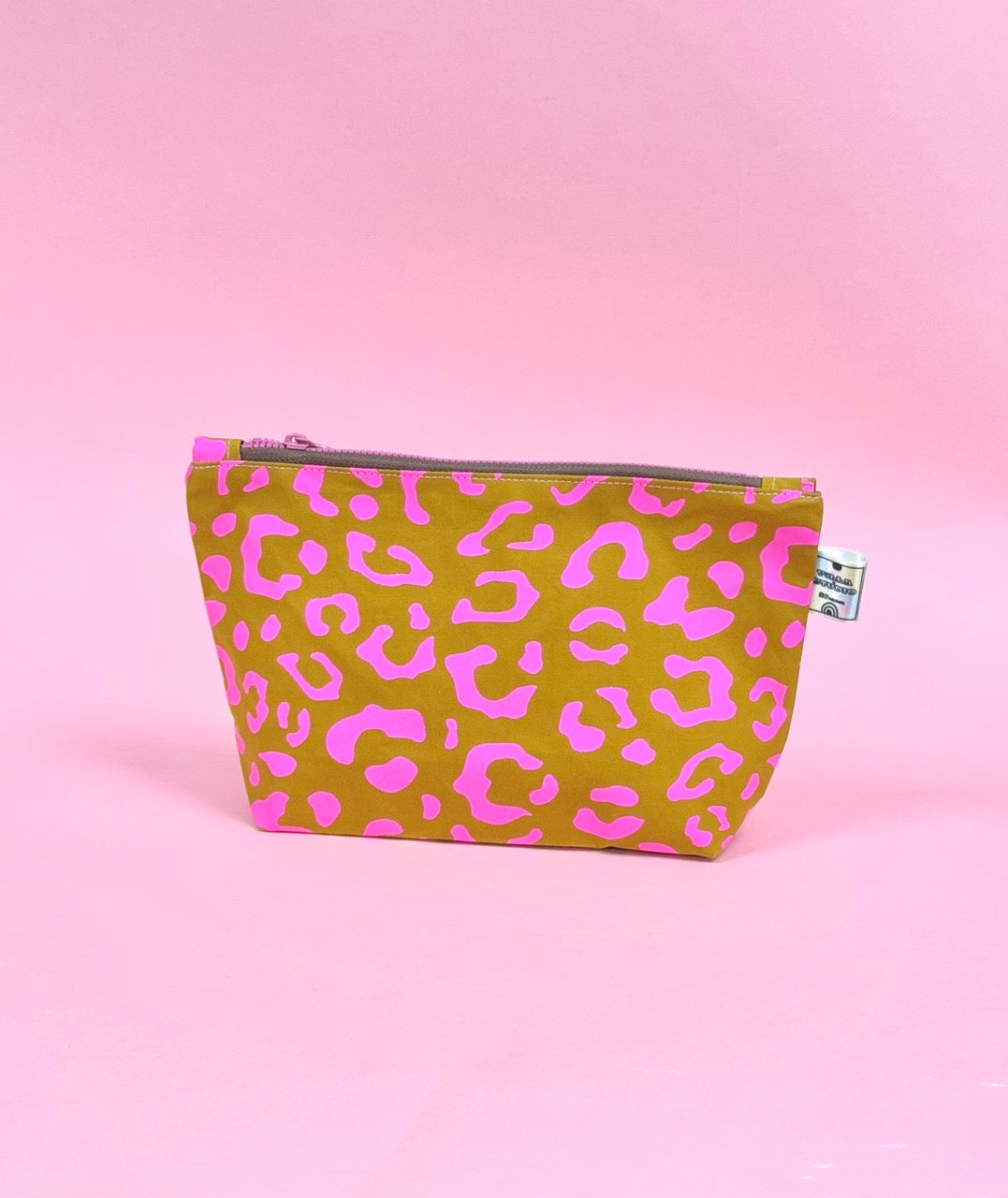 Leopard Print Waxed Cotton Small Cosmetic Bag | Eco-Friendly Beauty Organiser for Travel and Daily Use