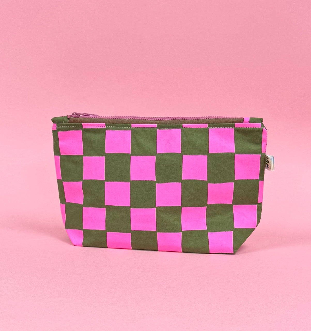 Handprinted Waxed Cotton Small Cosmetic Bag | Eco-Friendly Beauty Organiser for Travel and Daily Use