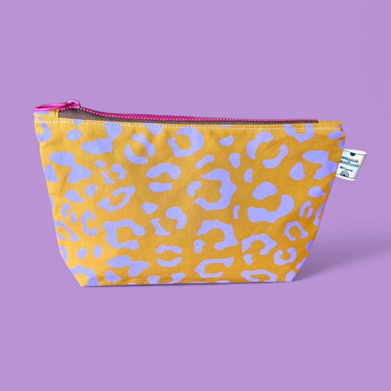Leopard Print Waxed Cotton Small Cosmetic Bag | Eco-Friendly Beauty Organiser for Travel and Daily Use