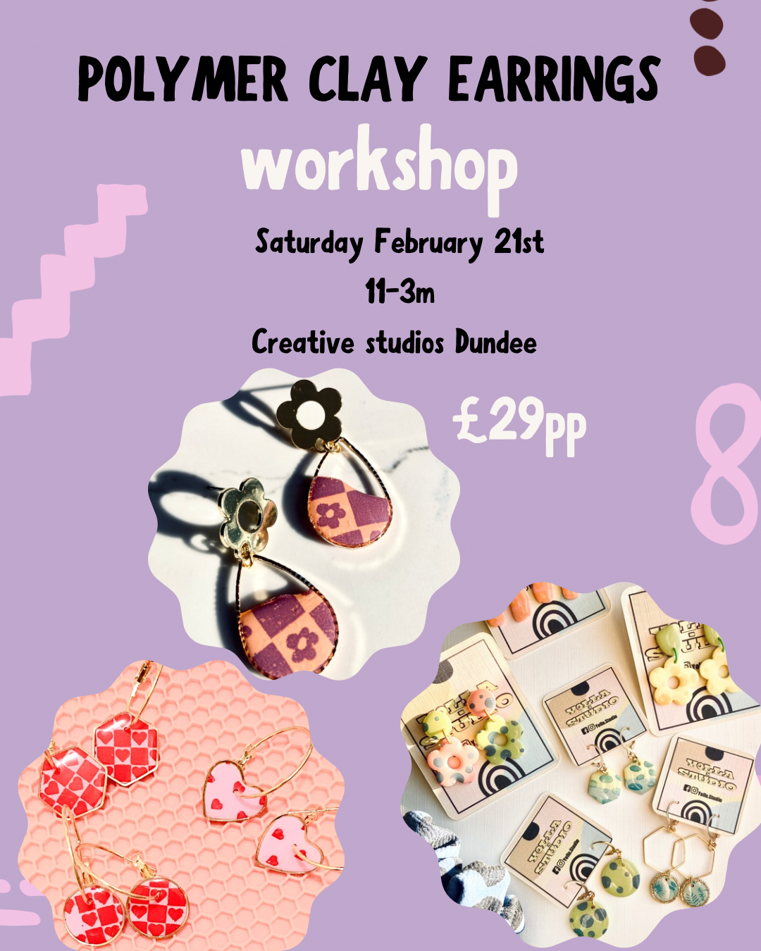 Polymer Clay Earrings Workshop February 21st