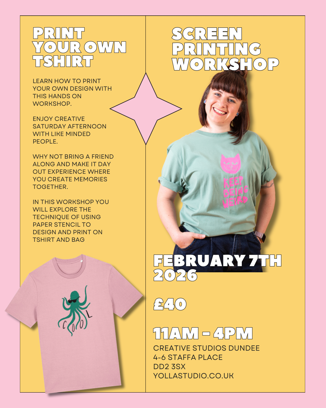 Screen Print Your Own Tshirt Workshop February 7th