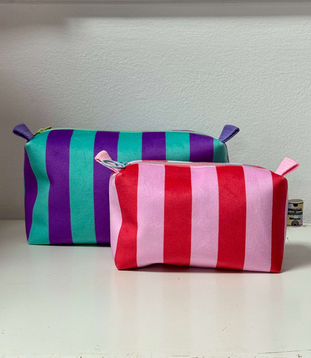 Mini Striped Velvet Boxy Pouch