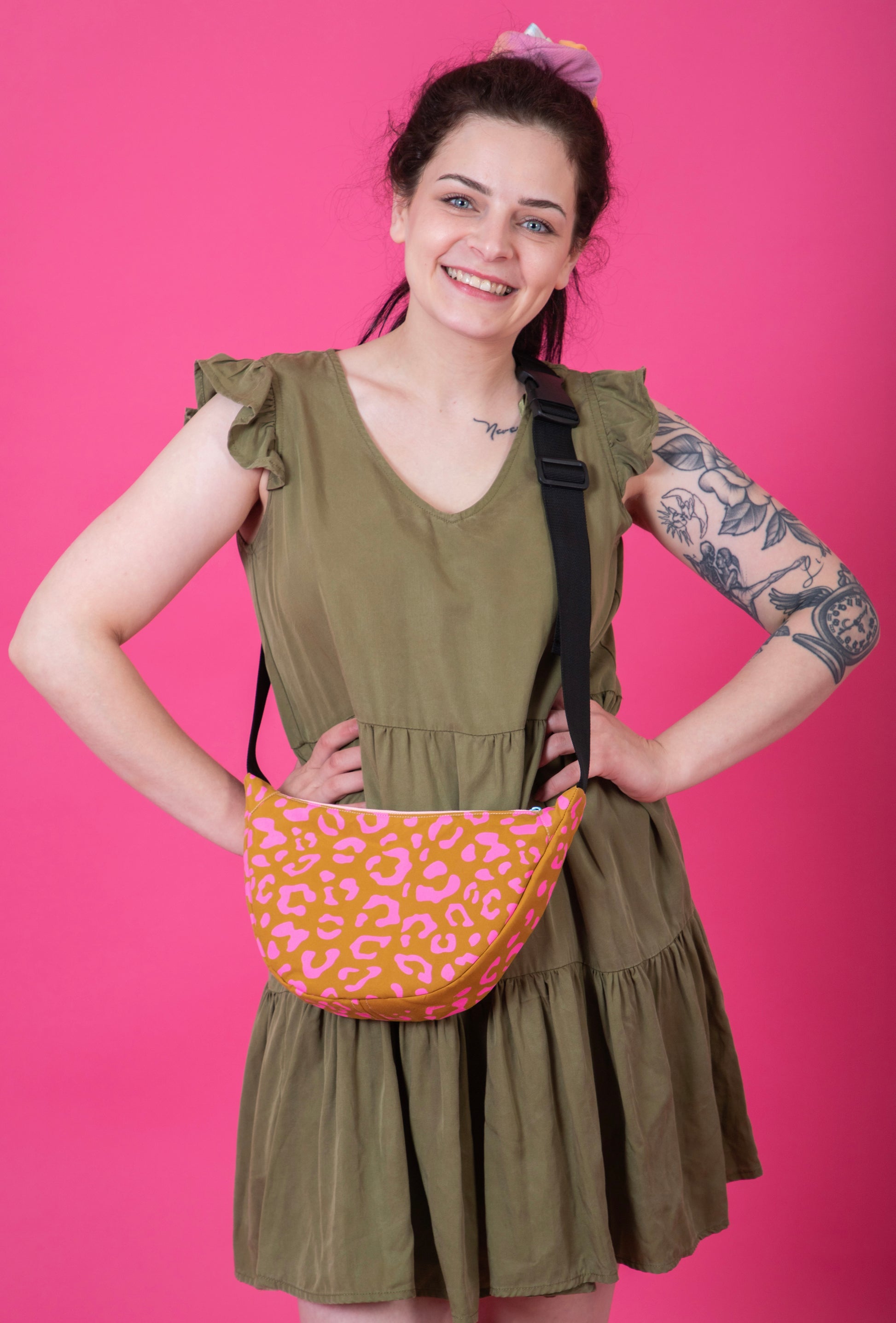 Leopard Print Sling Bag | Crossbody Bag | Adjustable Waxed Cotton Bag
