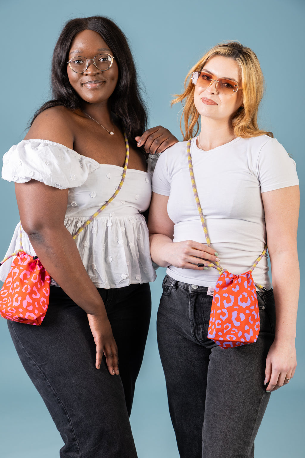 Mini Drawstring Crossbody - Funky Waxed Cotton Bag for Festivals & Dog Walks Leopard Print