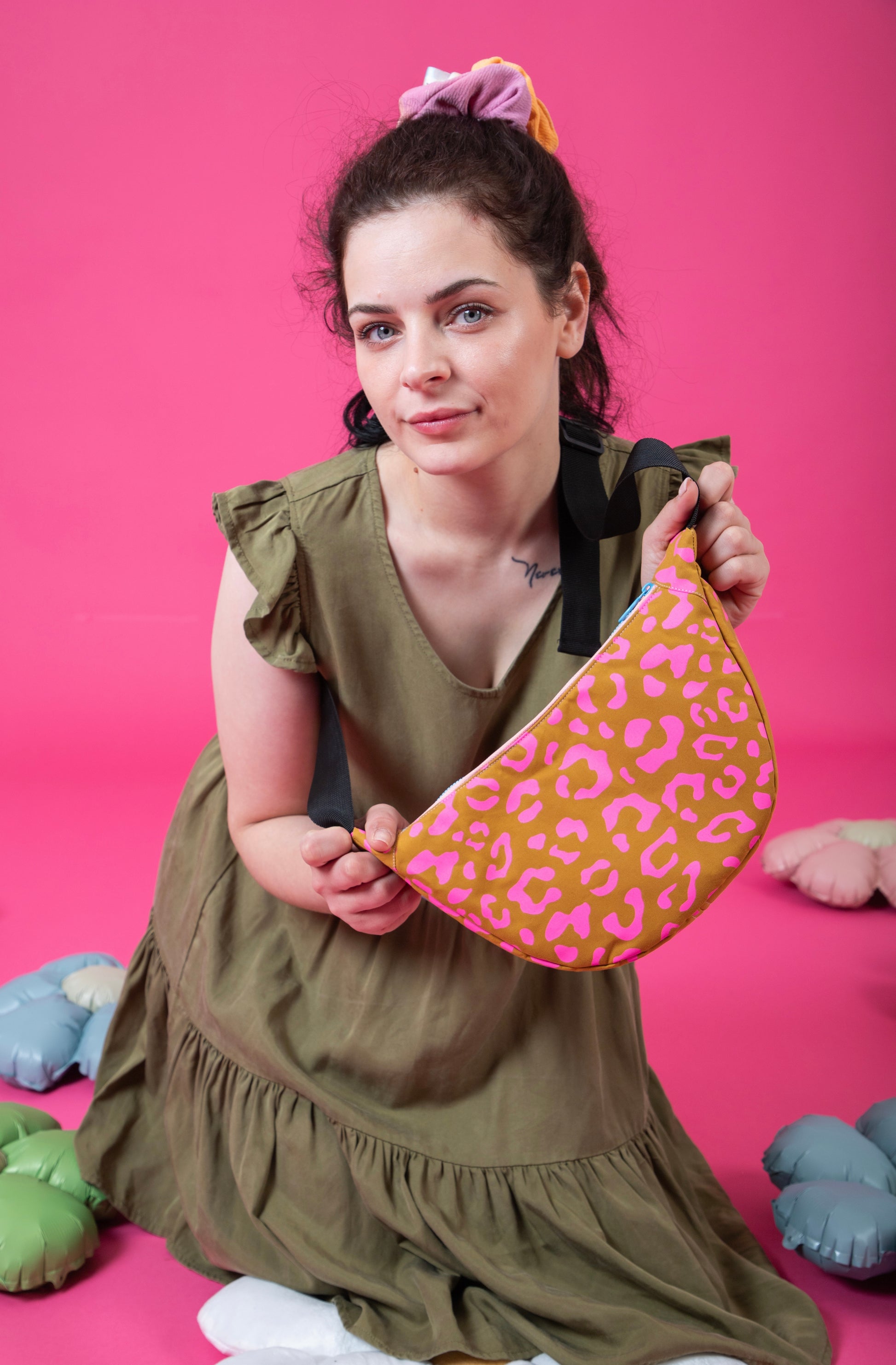 Leopard Print Sling Bag | Crossbody Bag | Adjustable Waxed Cotton Bag
