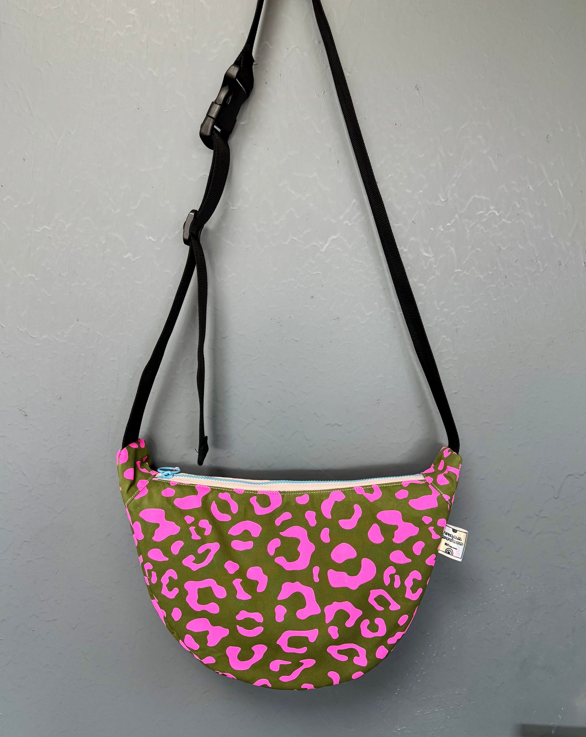 Leopard Print Sling Bag | Crossbody Bag | Adjustable Waxed Cotton Bag