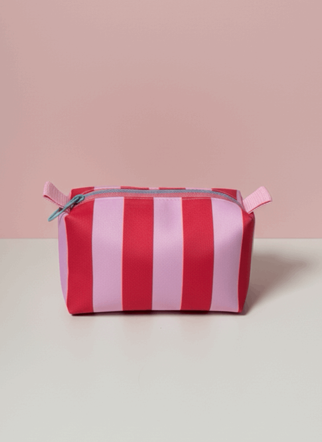 Mini Striped Velvet Boxy Pouch