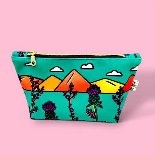 Thistle and Heather Print Cosmetic Bag – Elegant Organizer for Makeup & Beauty Essentials