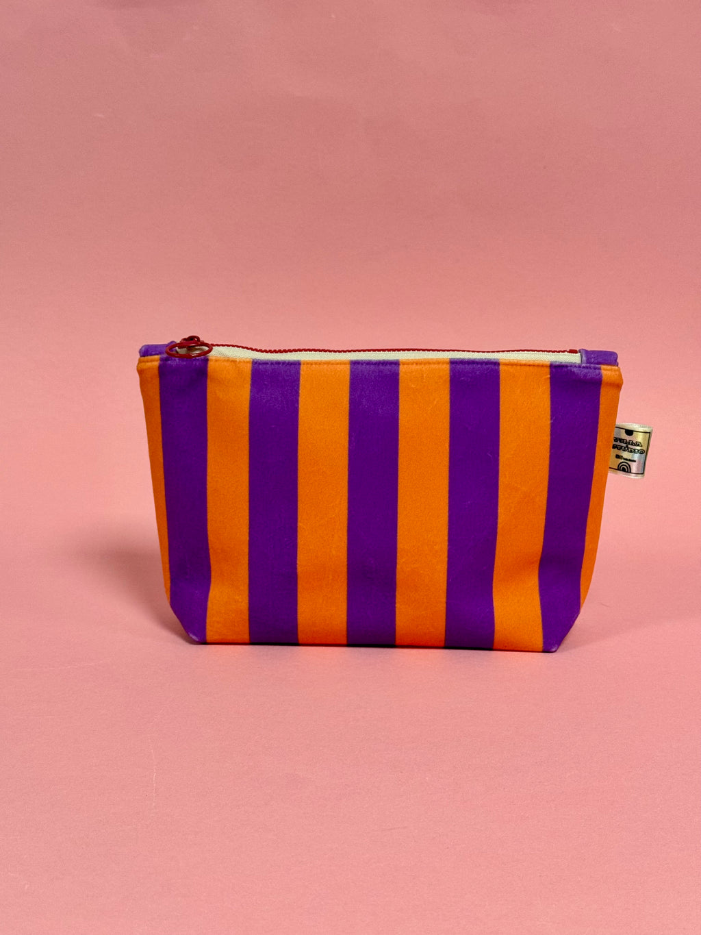 Striped Velvet Cosmetic Bag | Waterproof Lining