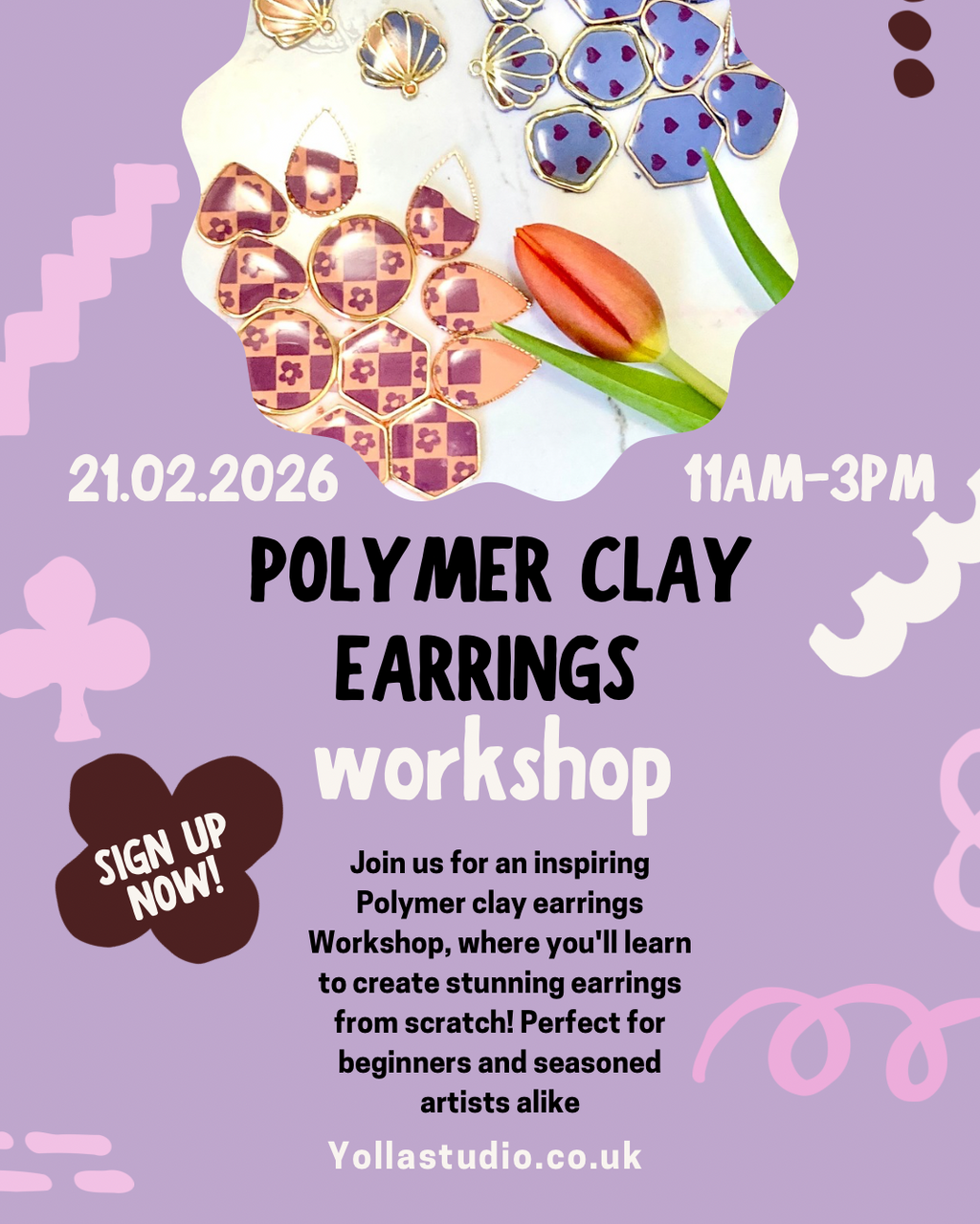 Polymer Clay Earrings Workshop February 21st