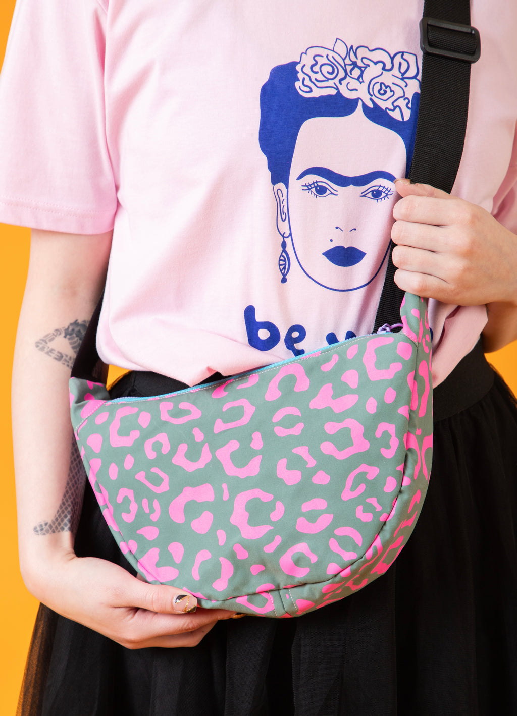 Leopard Print Sling Bag | Crossbody Bag | Adjustable Waxed Cotton Bag