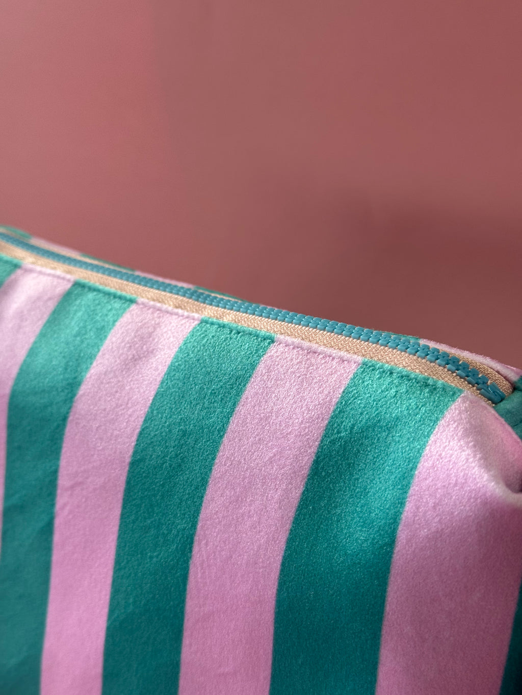 Striped Velvet Boxy Crossbody Bag | Waterproof Lining