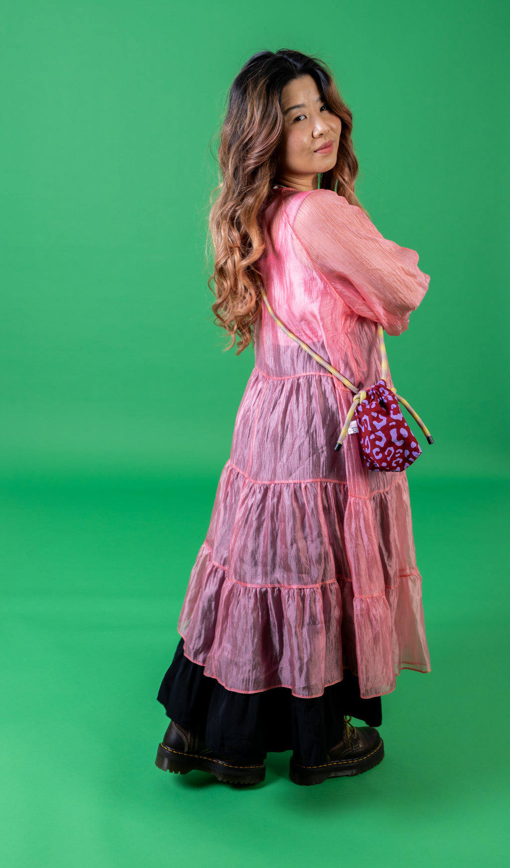 Mini Drawstring Crossbody - Funky Waxed Cotton Bag for Festivals & Dog Walks Leopard Print