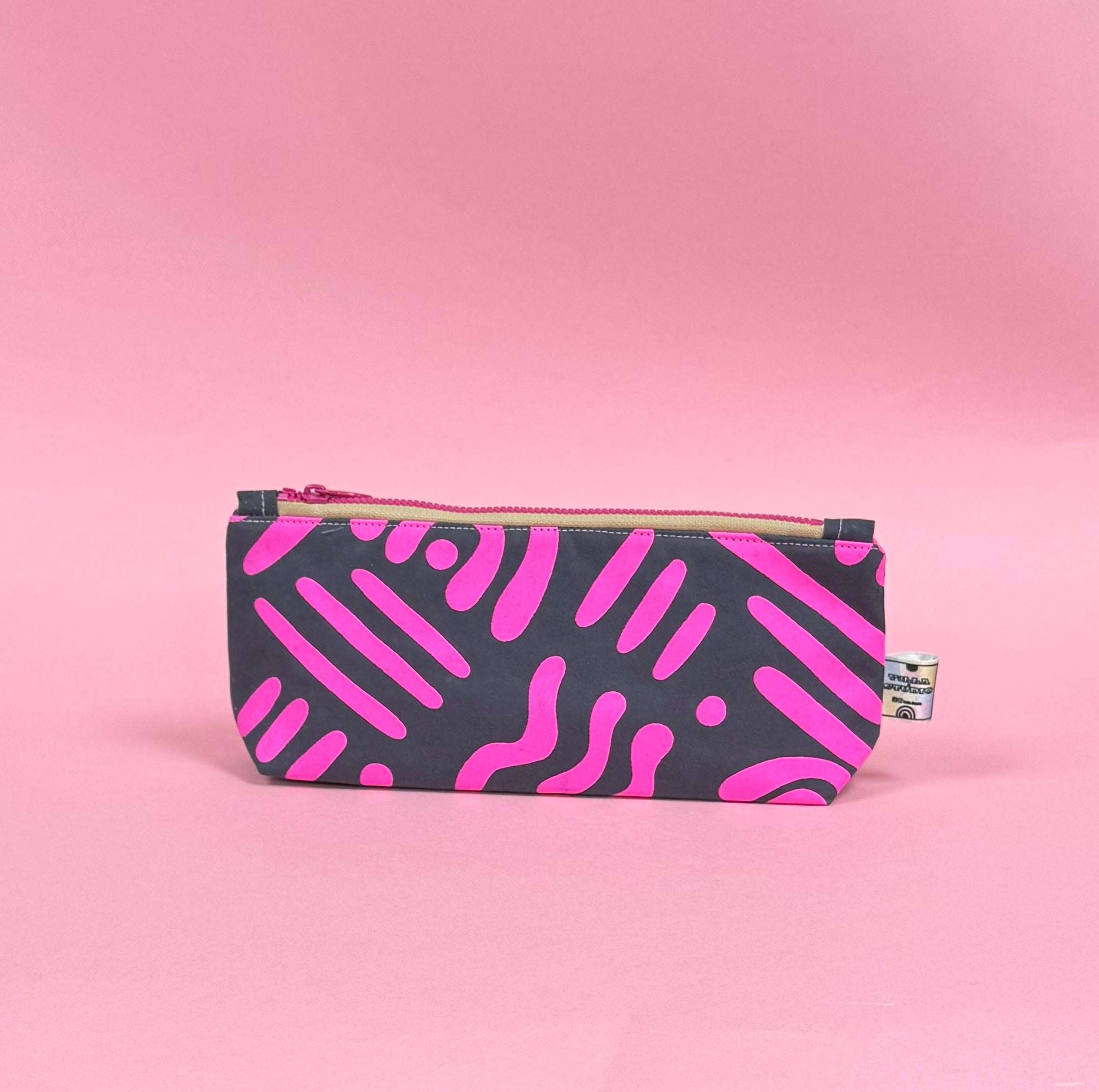 Handprinted waxed cotton Pencil case