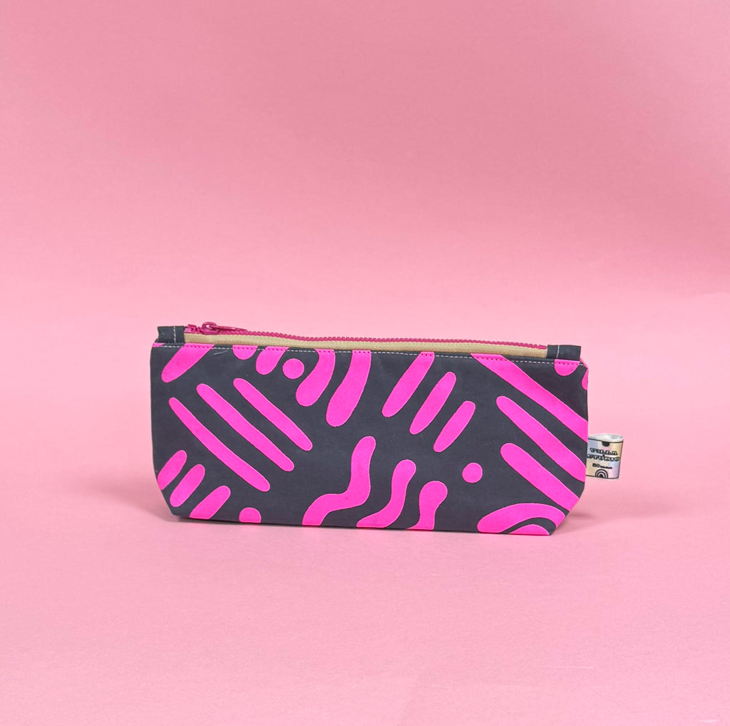 Handprinted waxed cotton Pencil case