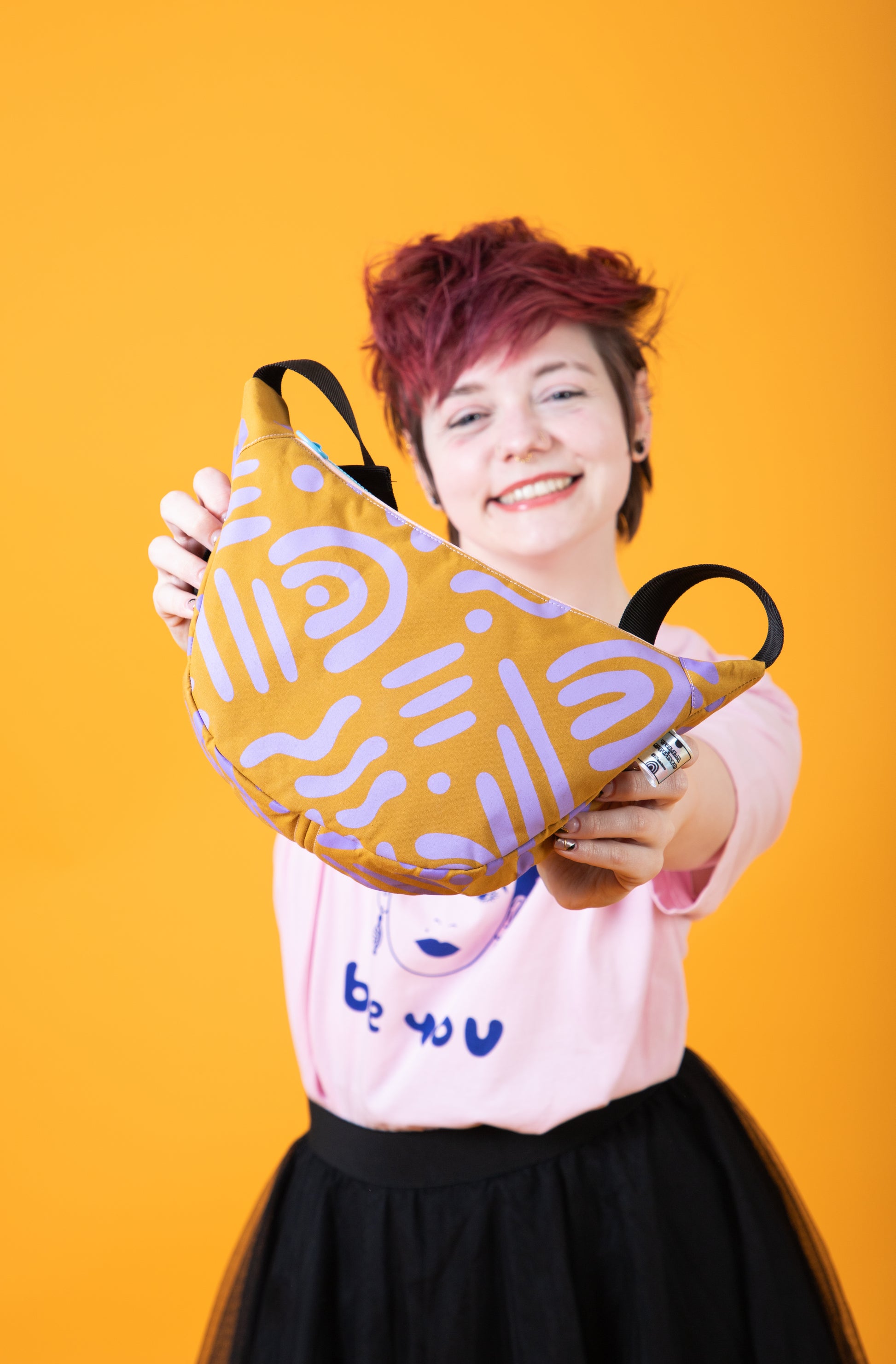 Abstract Pattern Sling Bag | Crossbody Bag | Adjustable Waxed Cotton Bag