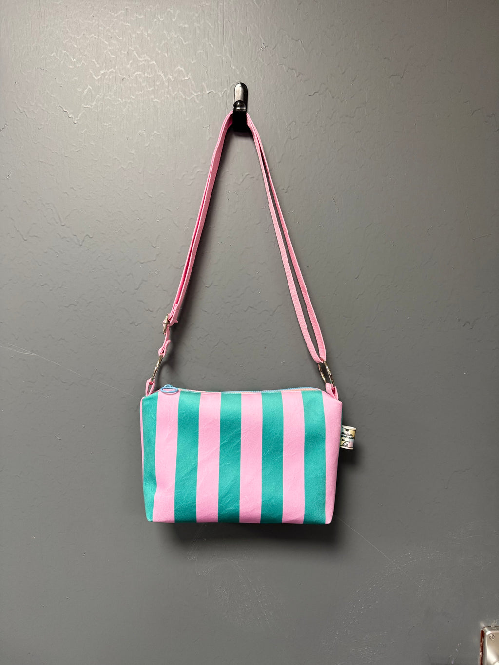 Striped Velvet Boxy Crossbody Bag | Waterproof Lining