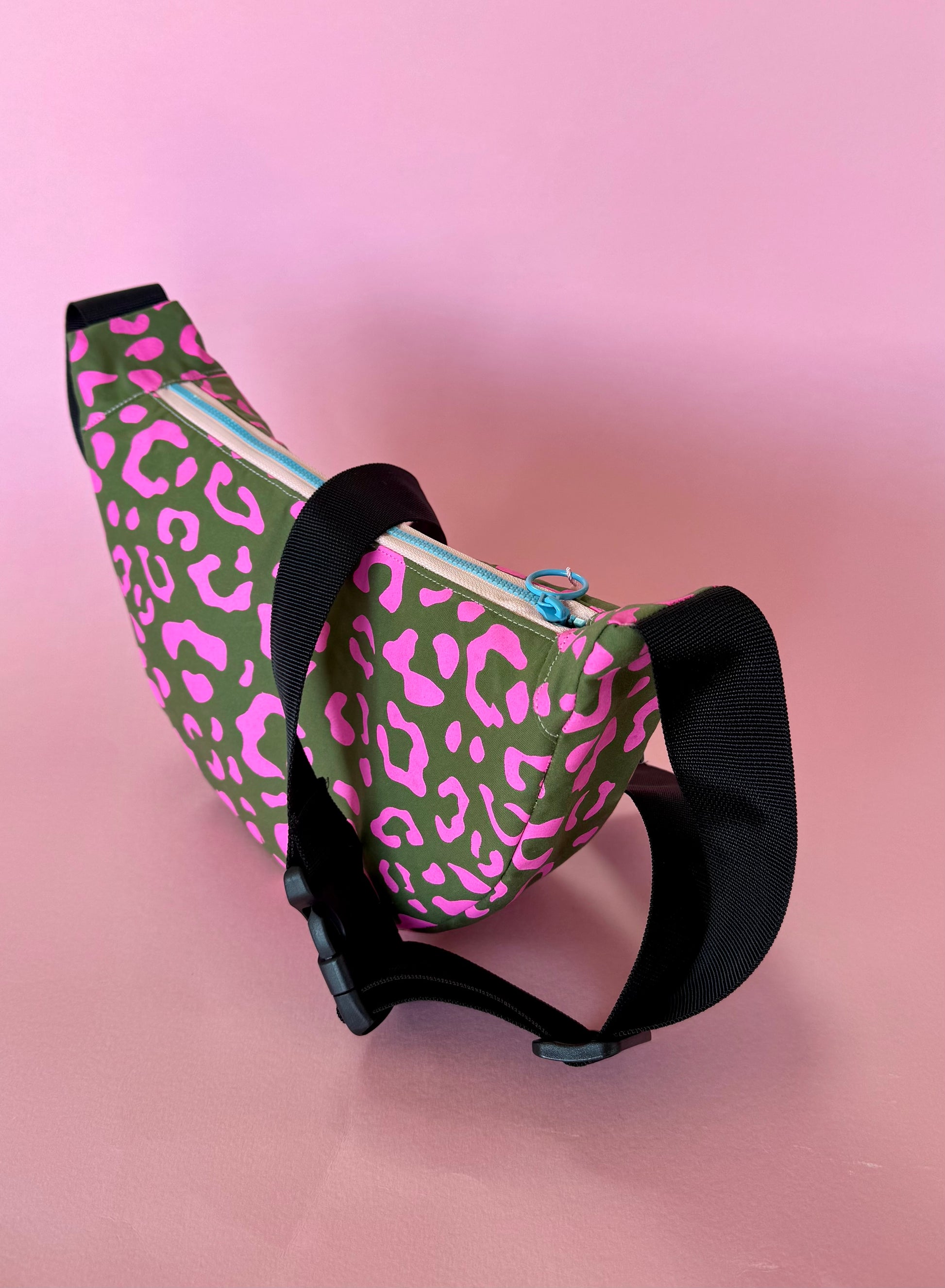 Leopard Print Sling Bag | Crossbody Bag | Adjustable Waxed Cotton Bag