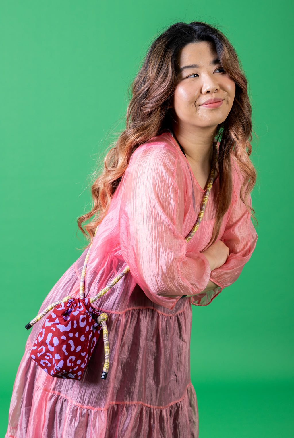 Mini Drawstring Crossbody - Funky Waxed Cotton Bag for Festivals & Dog Walks Leopard Print