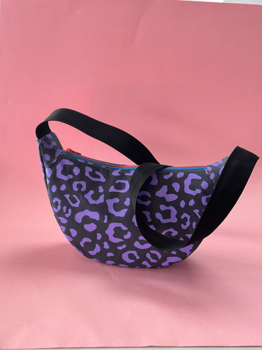 Leopard Print Sling Bag | Crossbody Bag | Adjustable Waxed Cotton Bag