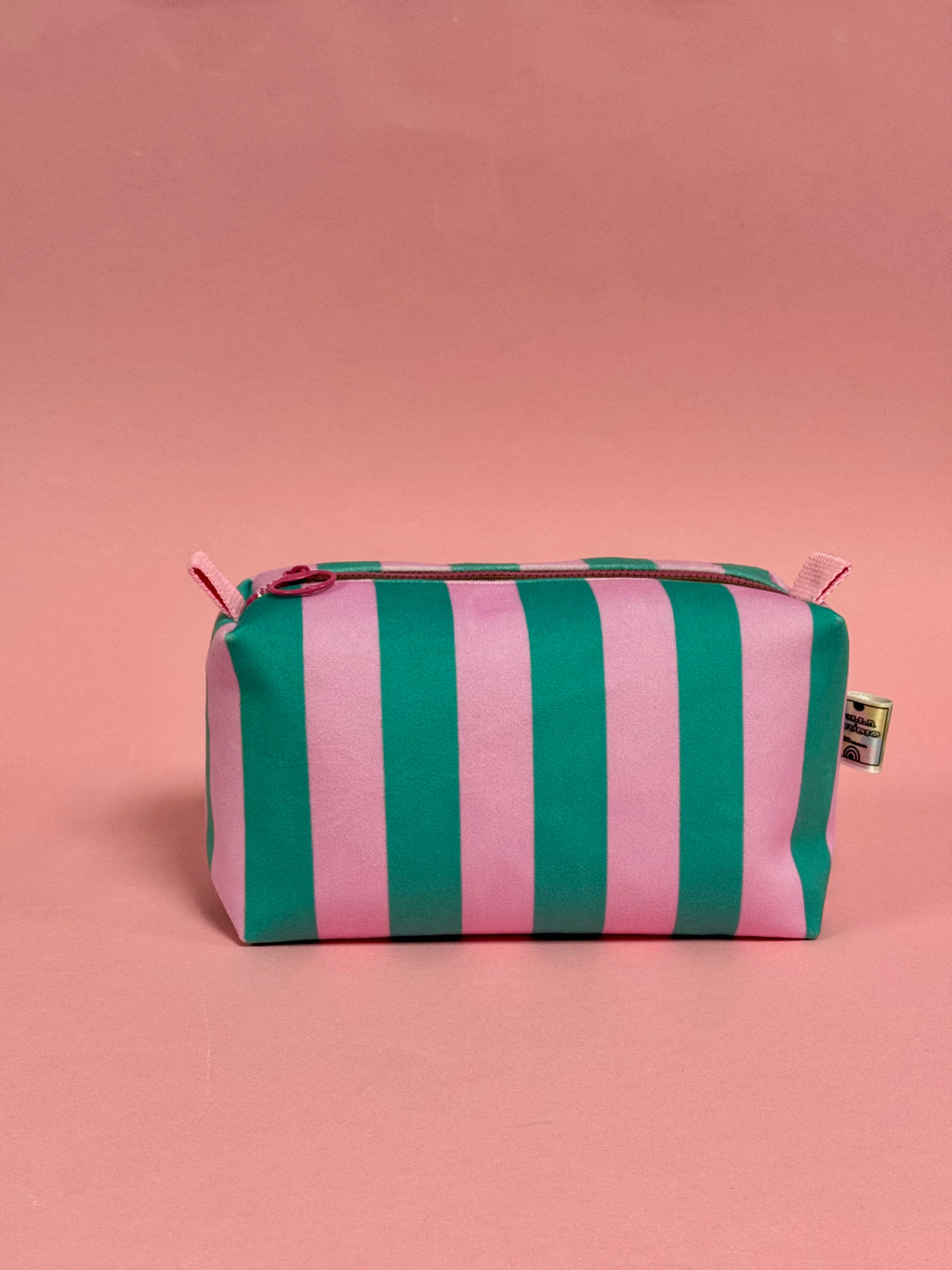 Striped Velvet Boxy Pouch | Waterproof Lining