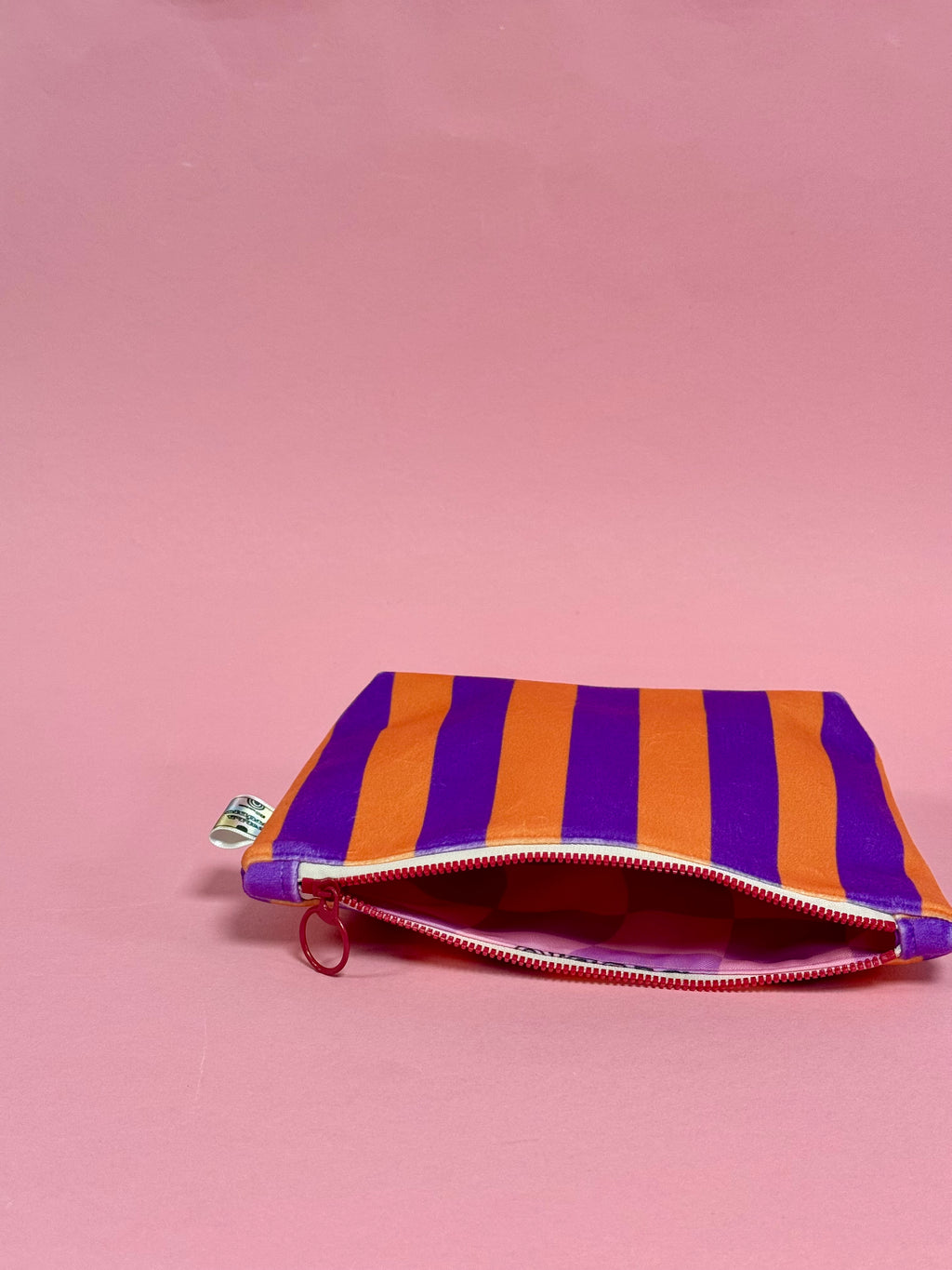 Striped Velvet Cosmetic Bag | Waterproof Lining