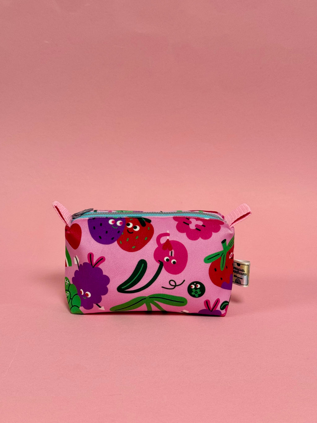 Mini Velvet Boxy Pouch - Valentine's Illustration Travel Case - Dundee Made