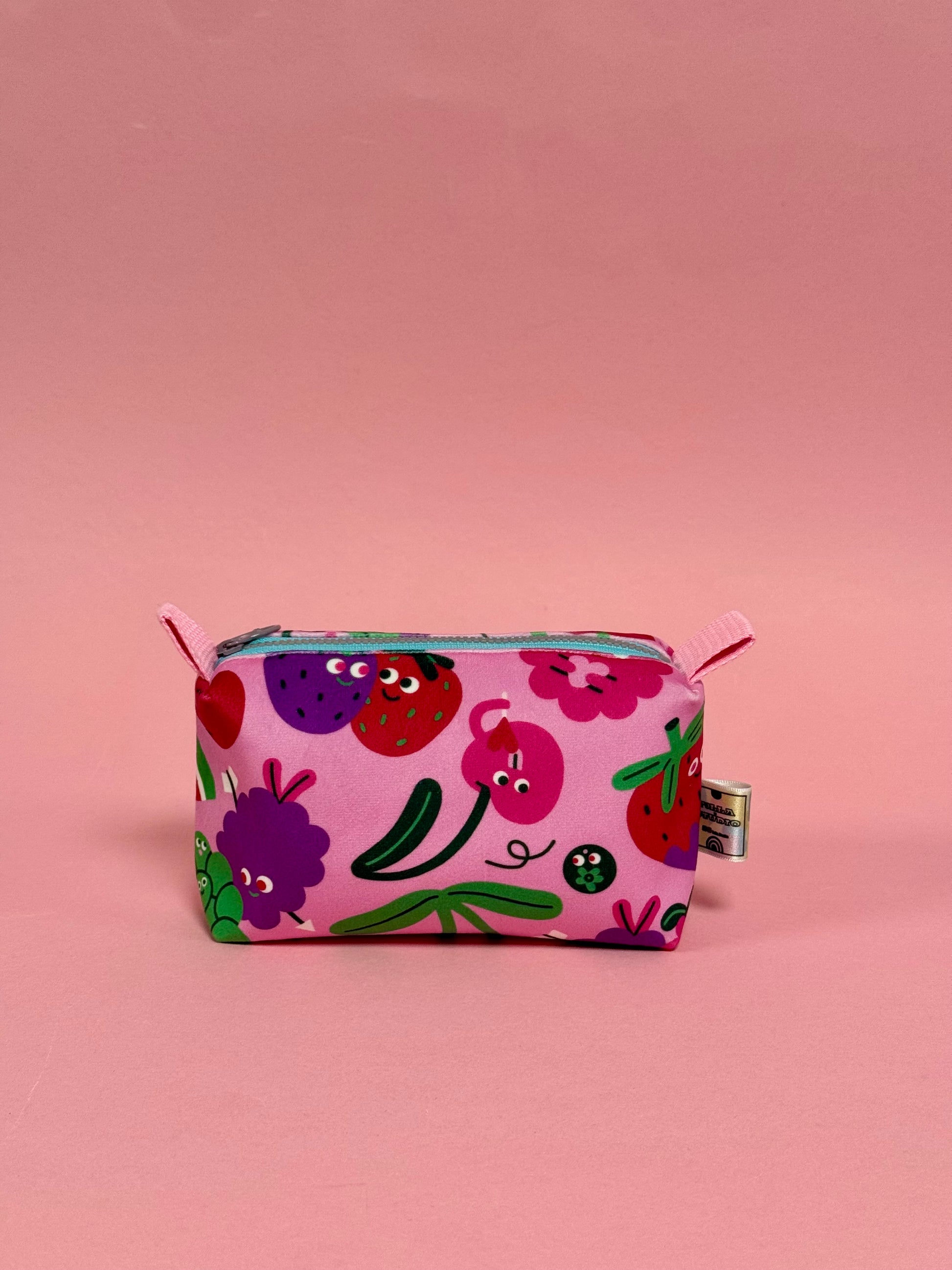 Mini Velvet Boxy Pouch - Valentine's Illustration Travel Case - Dundee Made