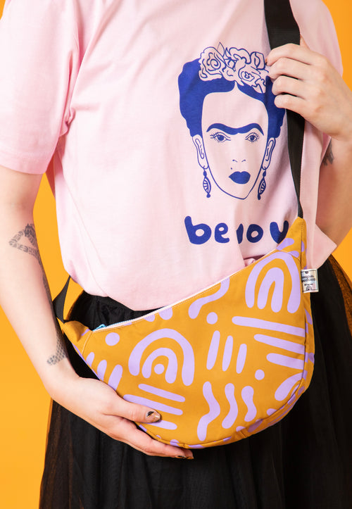Abstract Pattern Sling Bag | Crossbody Bag | Adjustable Waxed Cotton Bag
