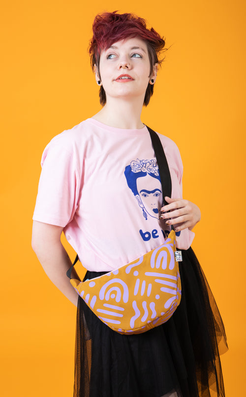 Abstract Pattern Sling Bag | Crossbody Bag | Adjustable Waxed Cotton Bag