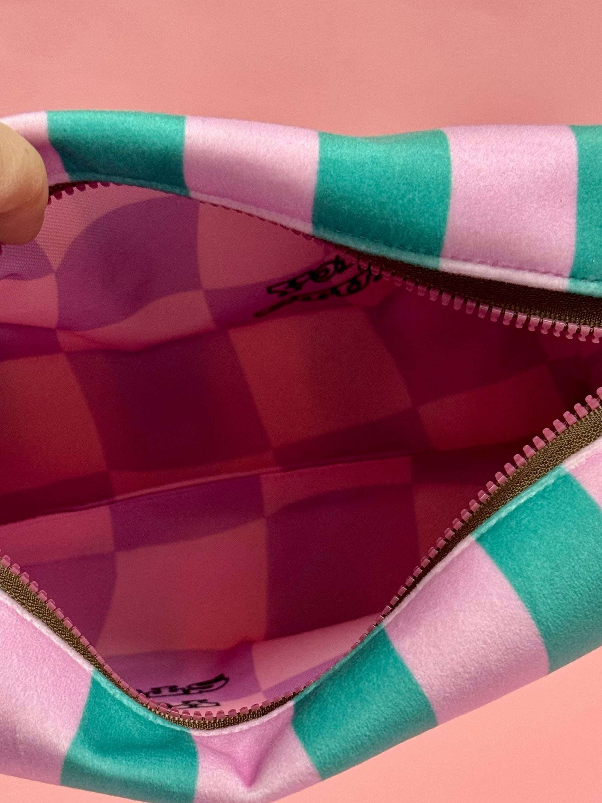 Versatile Boxy Pouch for Travel & Accessories |Purple and Mustard Polka Dots Travel Bag