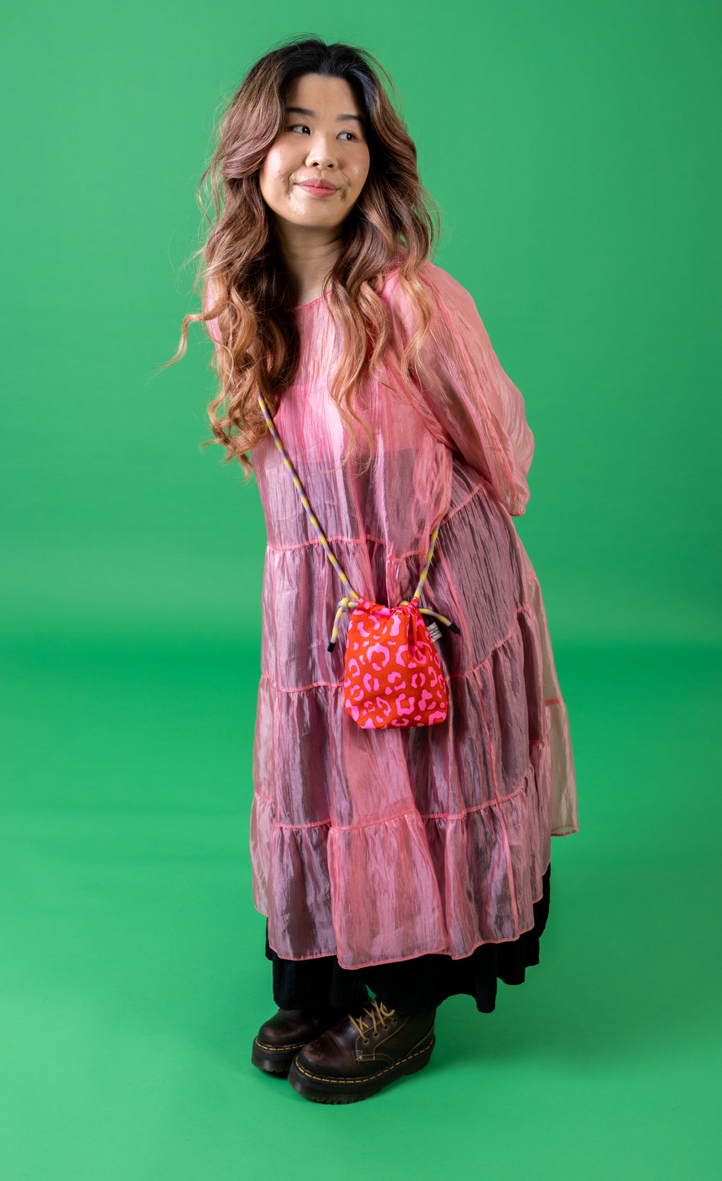 Mini Drawstring Crossbody - Funky Waxed Cotton Bag for Festivals & Dog Walks Leopard Print
