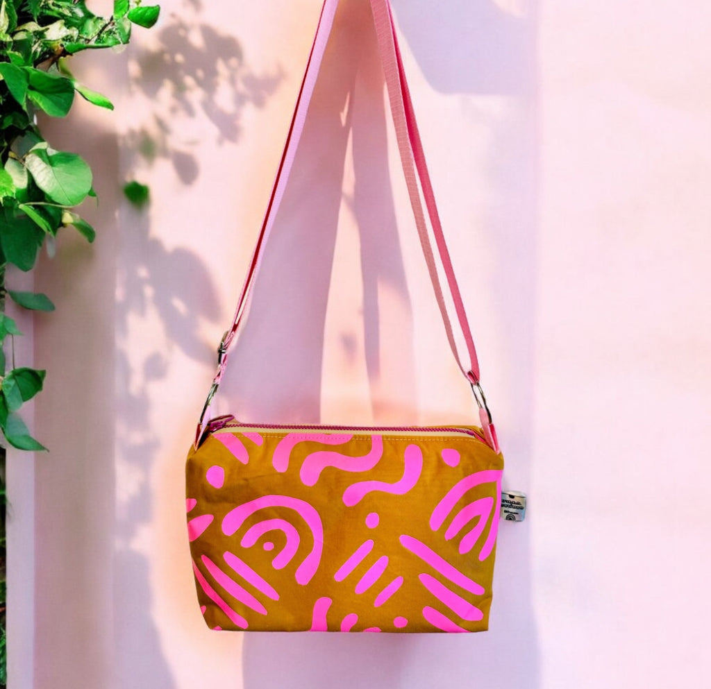 Crossbody Bag | Adjustable Waxed Cotton Bag Abstract Pattern Bag