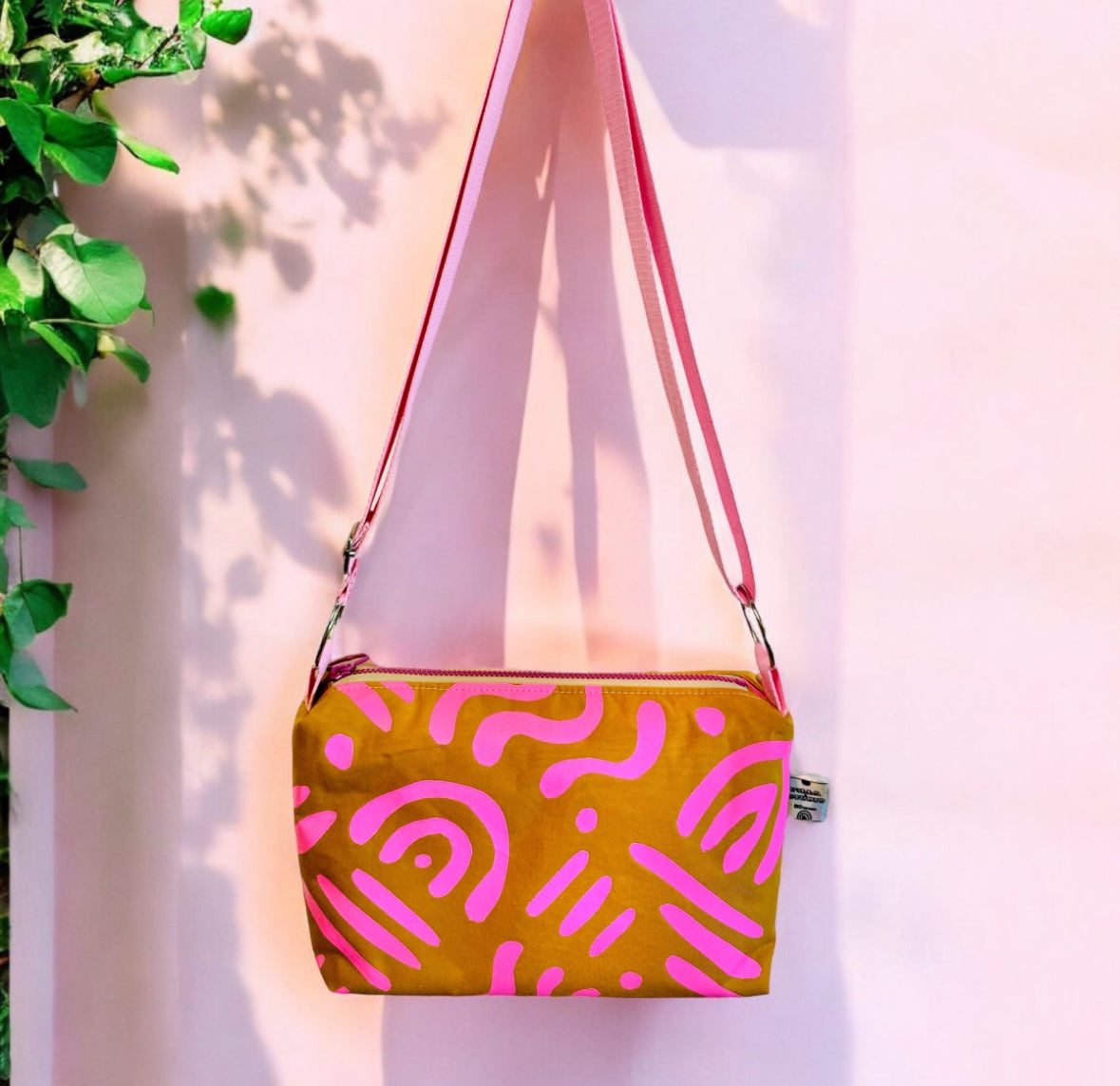 Crossbody Bag | Adjustable Waxed Cotton Bag Abstract Pattern Bag