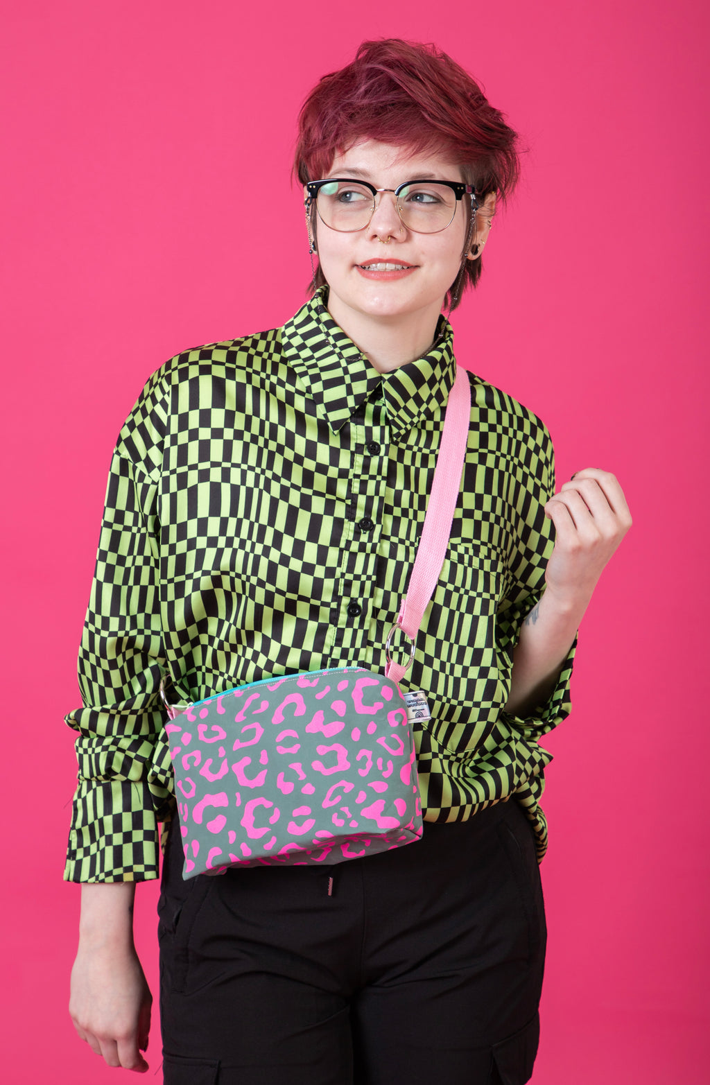 Leopard Print Bag | Boxy Crossbody Bag | Adjustable Waxed Cotton Bag | Leopard Print Bag