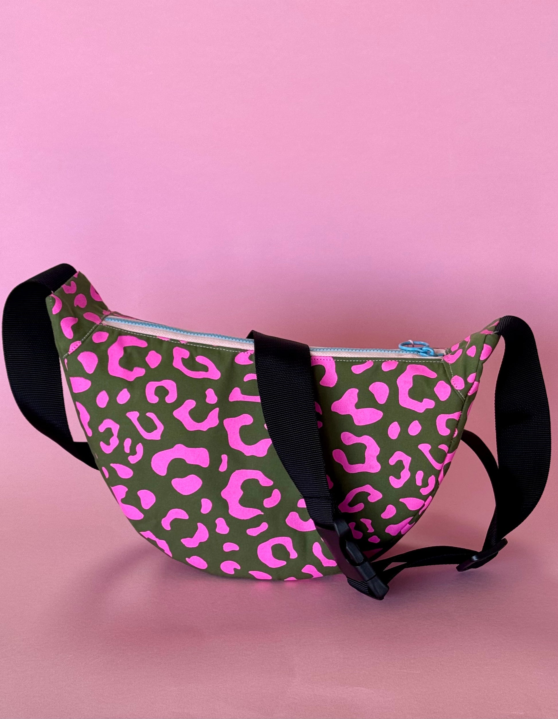 Leopard Print Sling Bag | Crossbody Bag | Adjustable Waxed Cotton Bag