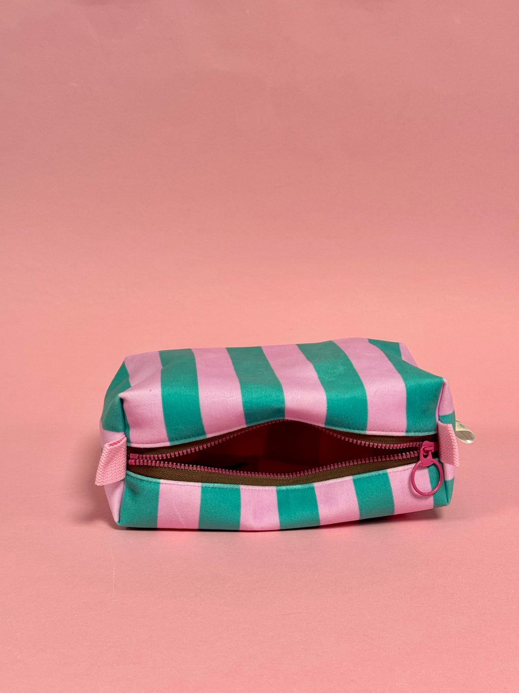 Striped Velvet Boxy Pouch | Waterproof Lining