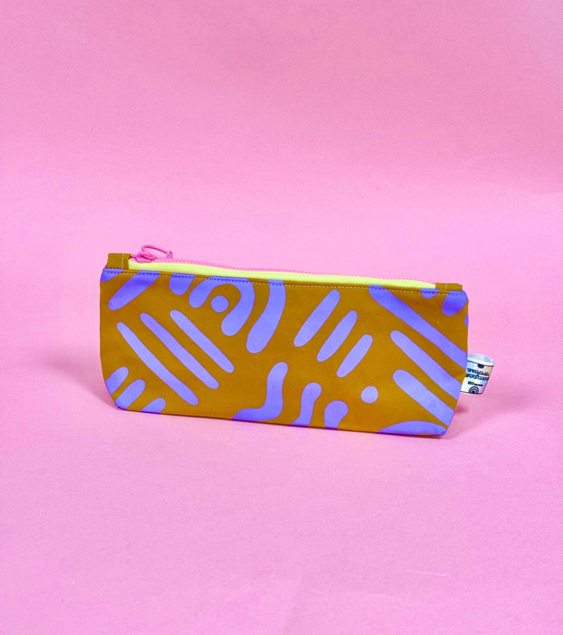 Handprinted waxed cotton Pencil case