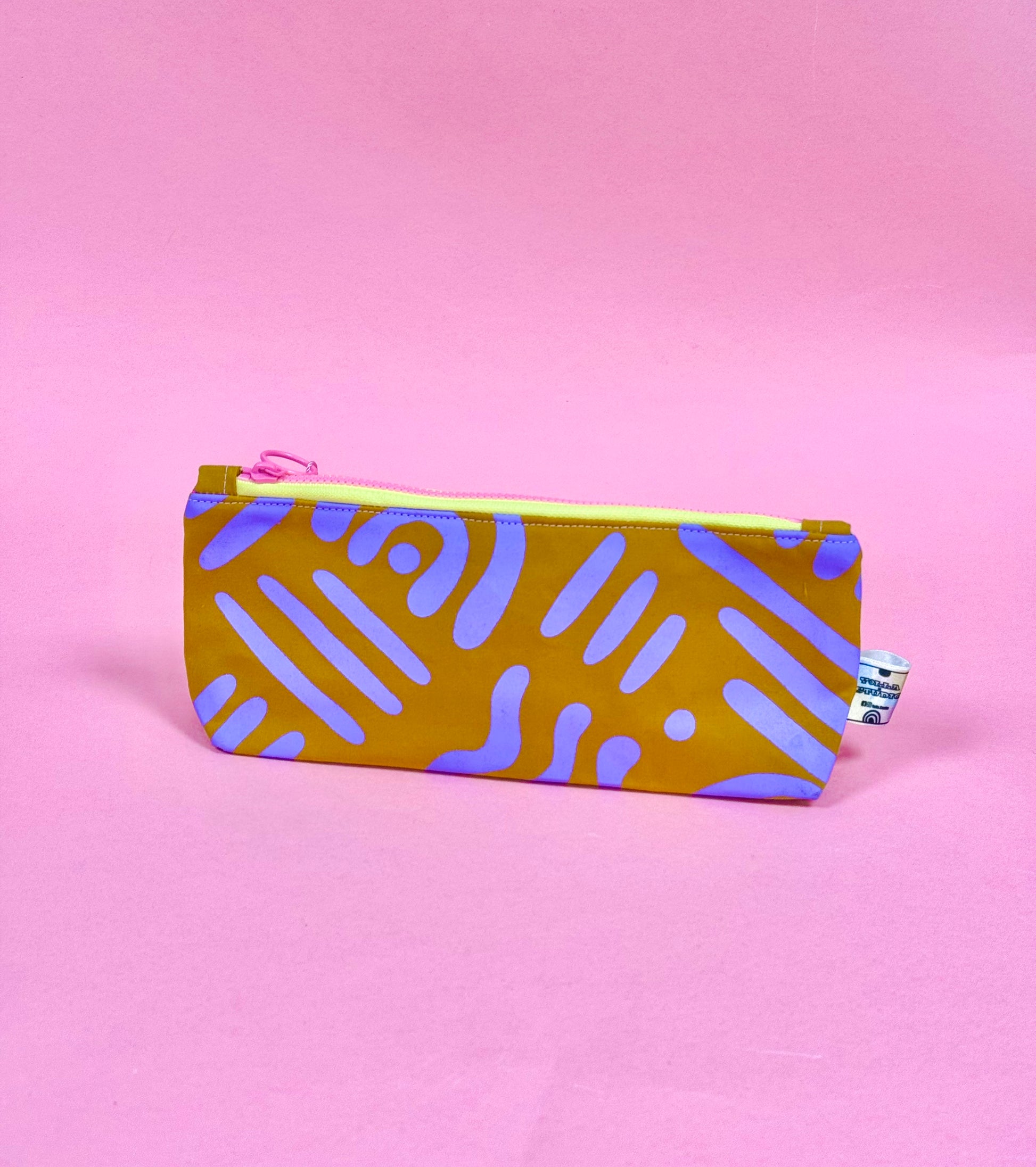 Handprinted waxed cotton Pencil case