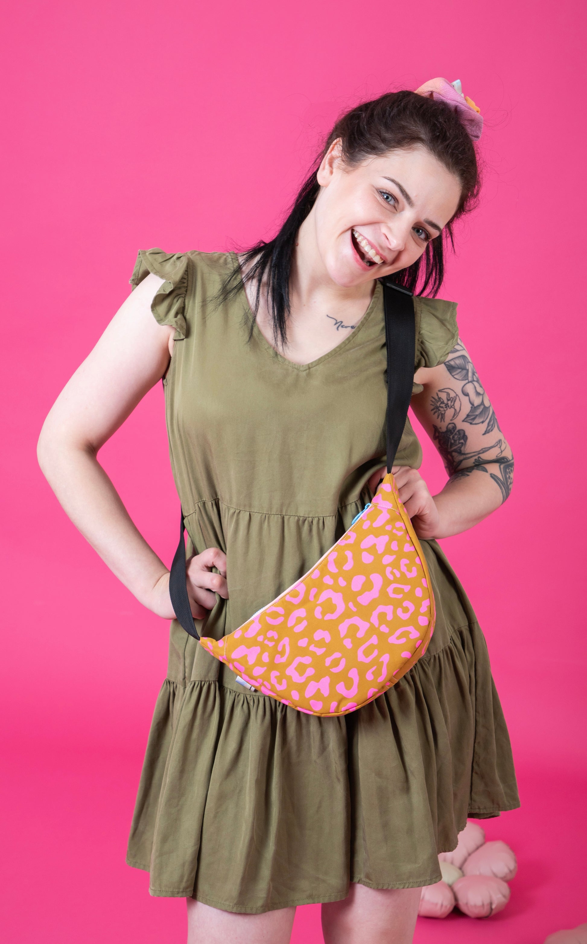 Leopard Print Sling Bag | Crossbody Bag | Adjustable Waxed Cotton Bag