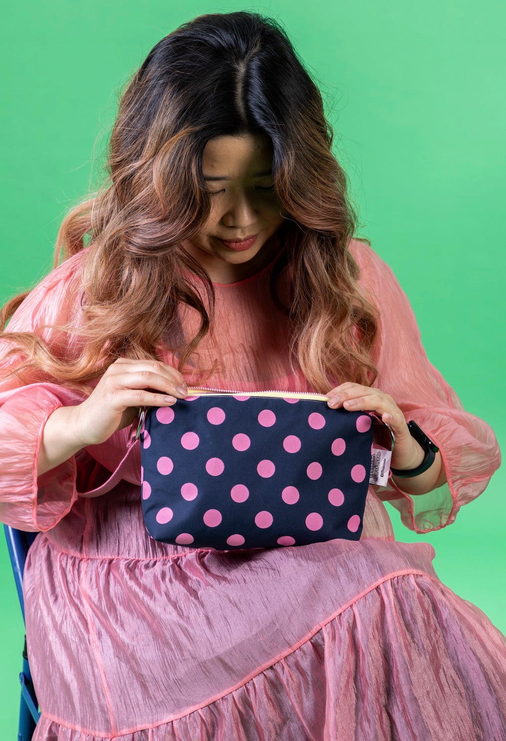 Crossbody Bag | Adjustable Waxed Cotton Bag | Polka Dot Print