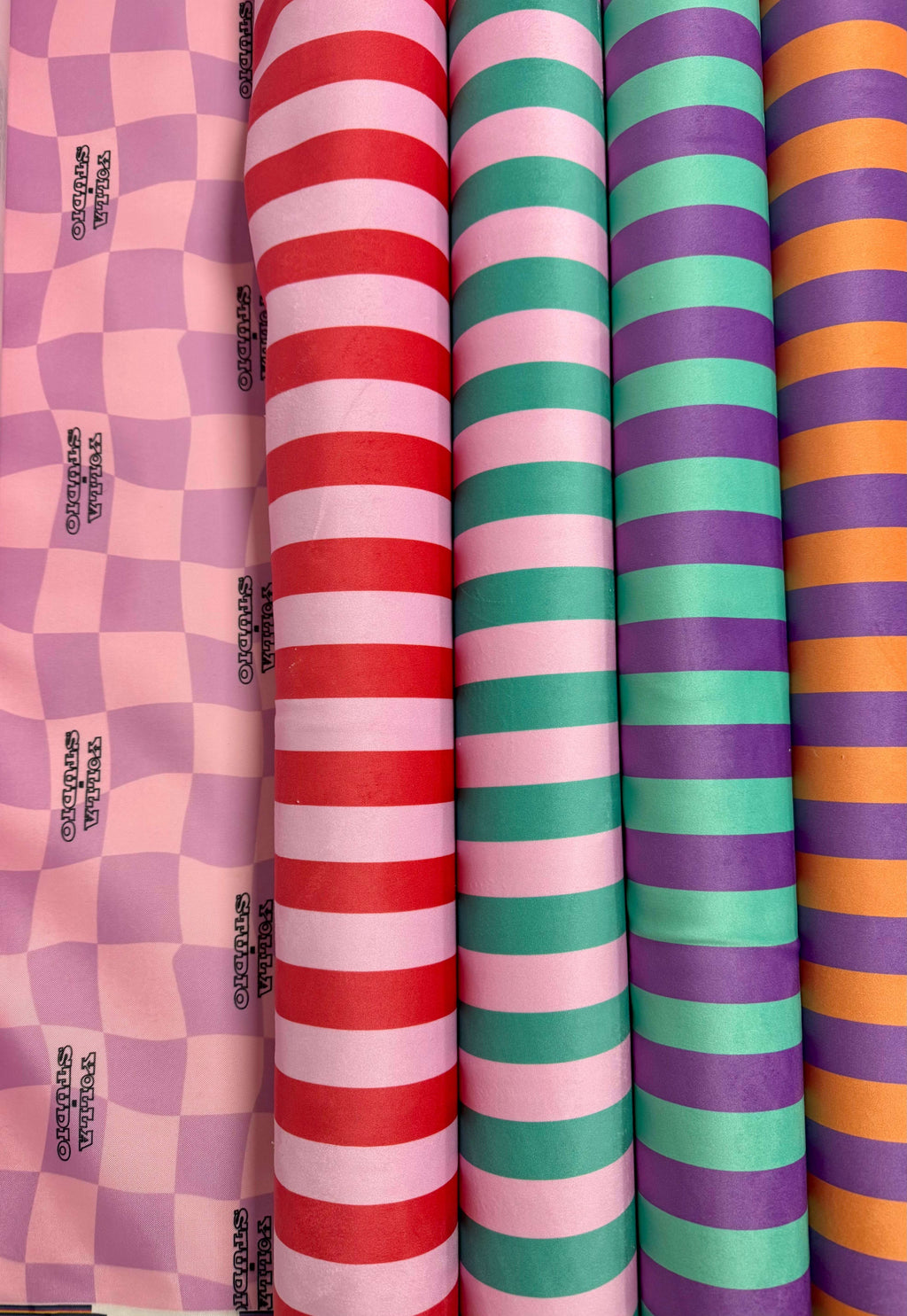 Striped Velvet Boxy Pouch | Waterproof Lining